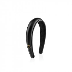 Balmain Black Leather Puffed Headband